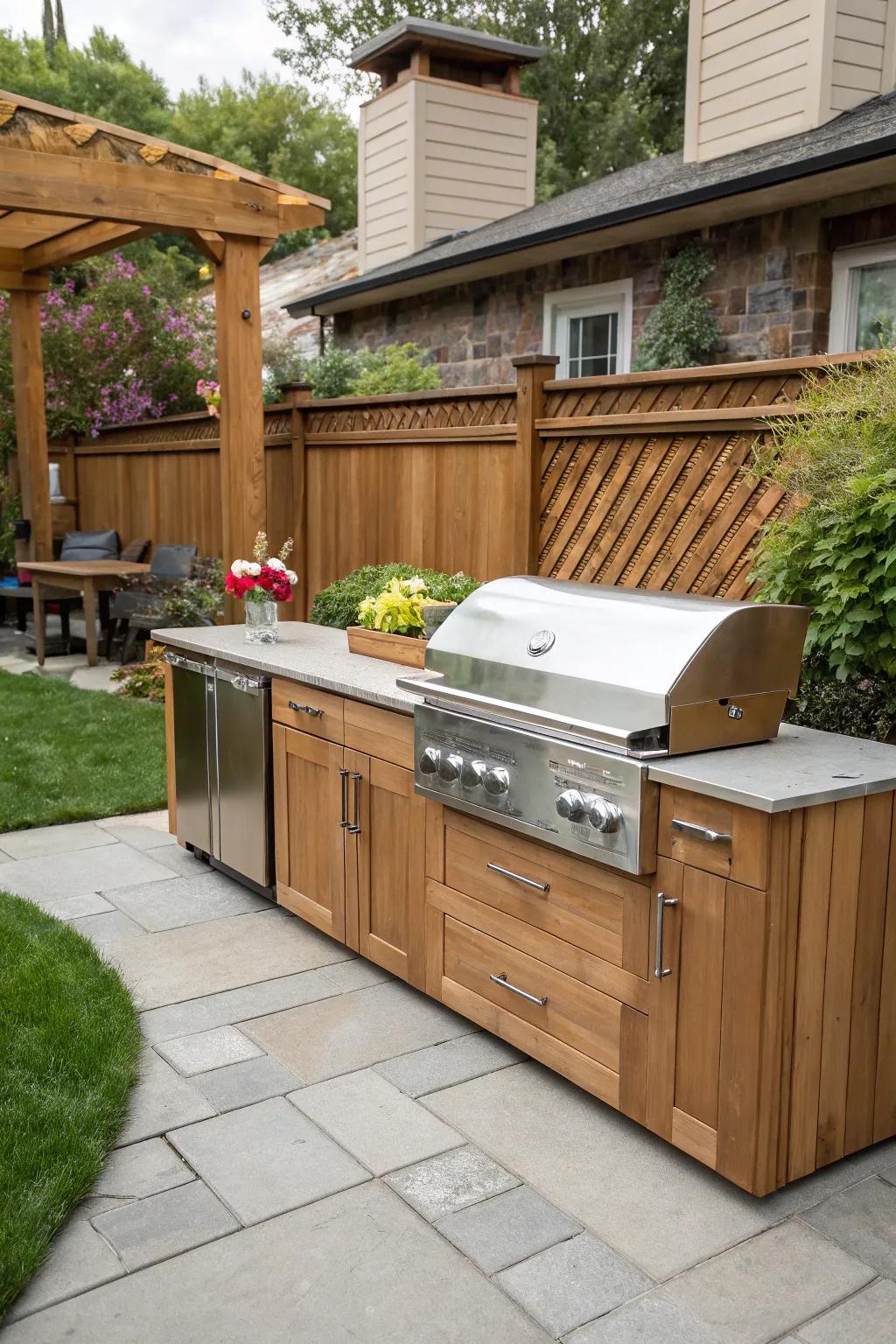 The ideal fusion of wood and metal for your BBQ setup.