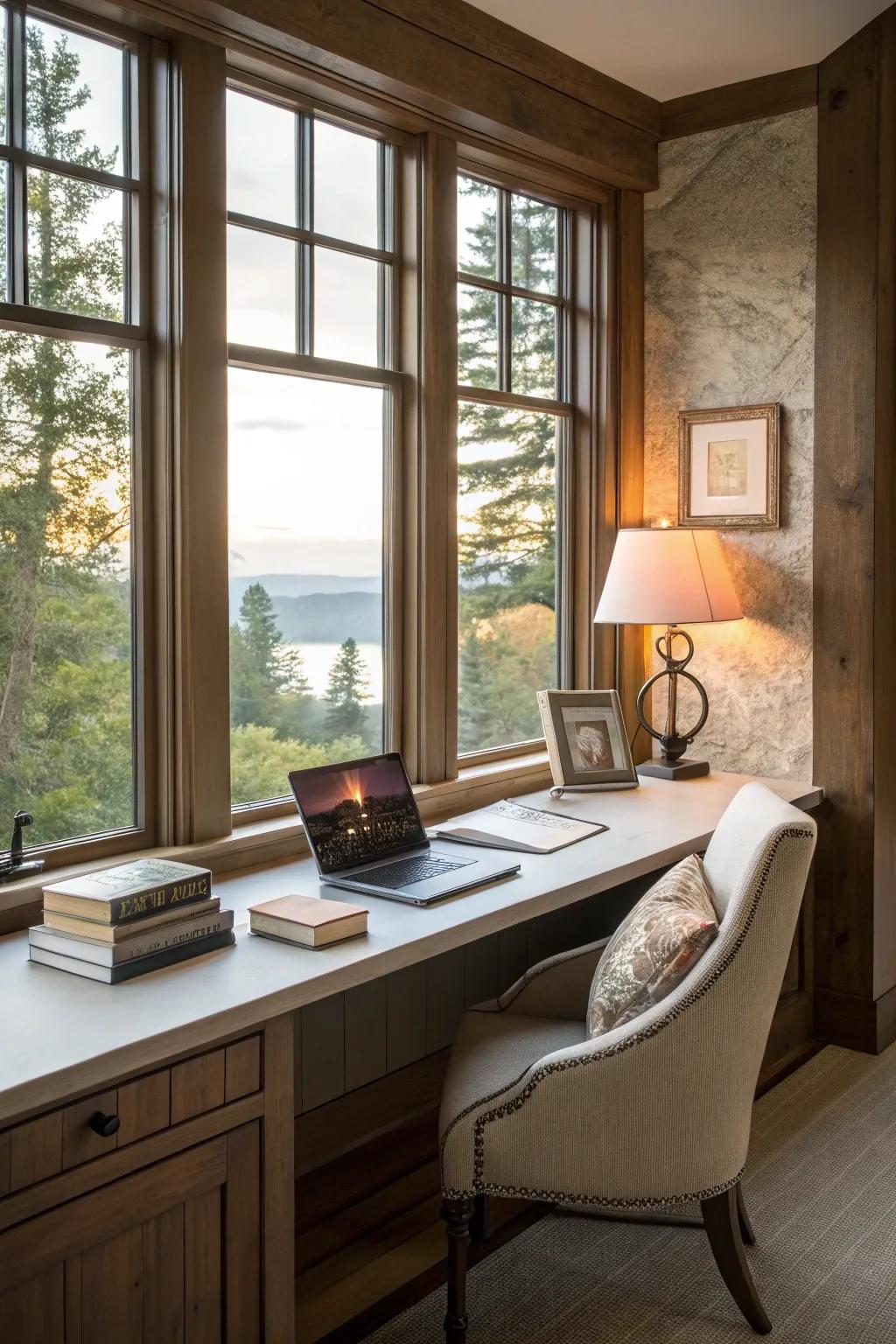 A calm workspace under a window, great for getting inspired.