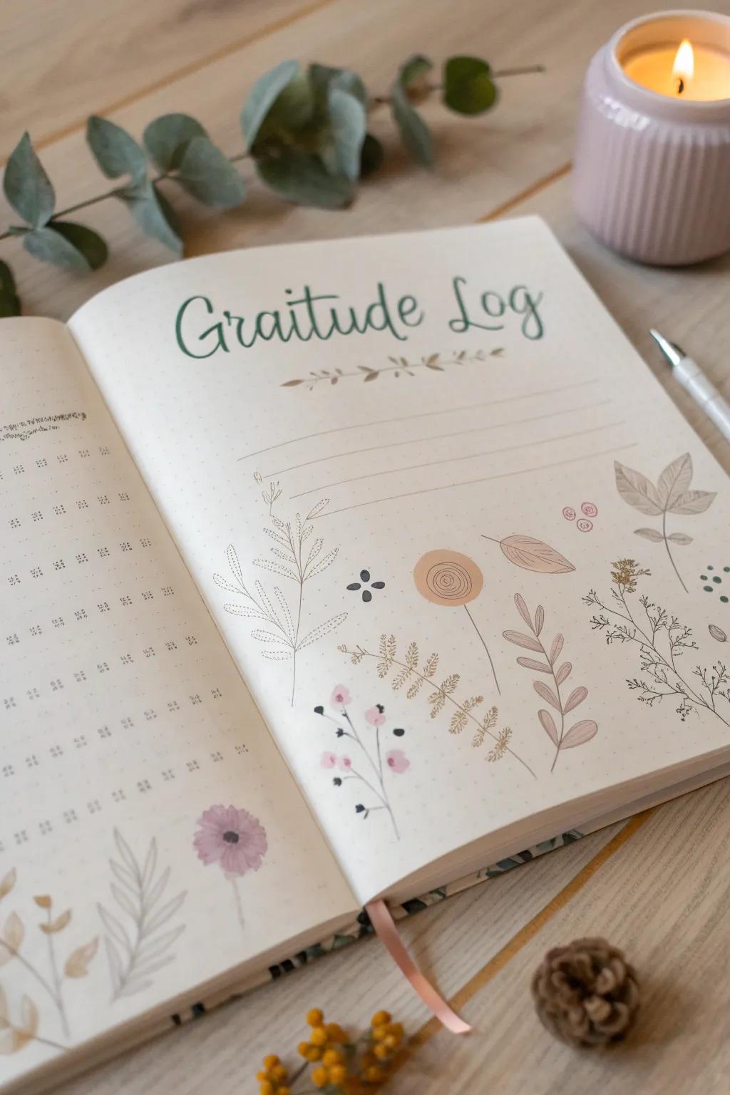 Capture the loveliness of gratitude with simplicity and style. #GratitudeLog #MinimalistJournaling