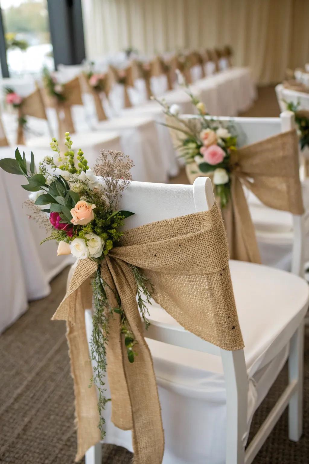 Revamp your chairs with hessian wraps for a countryside vibe.