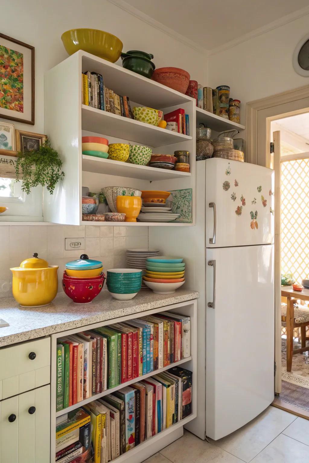 Open shelves offer the perfect balance between function and visual appeal.