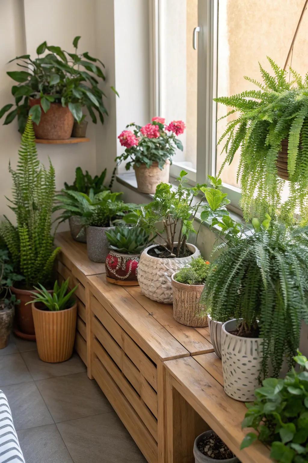 Bring the outdoors in with lush greenery in your calming corner.