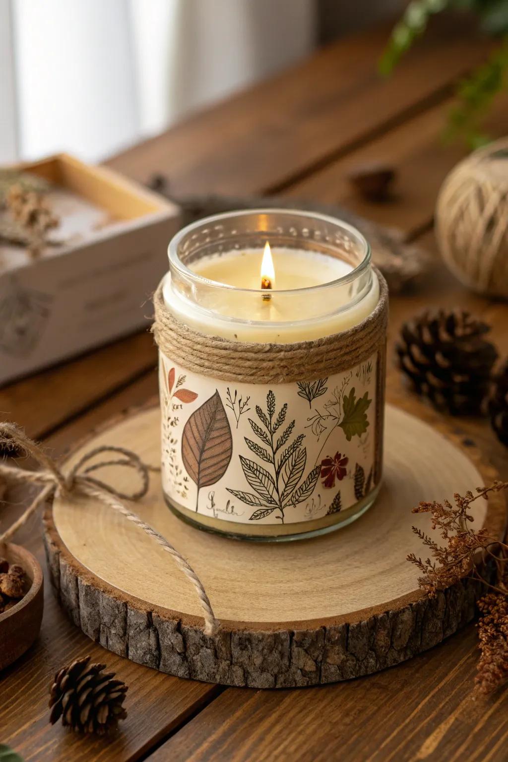 Earthy candle labels perfect for a snug autumn atmosphere.