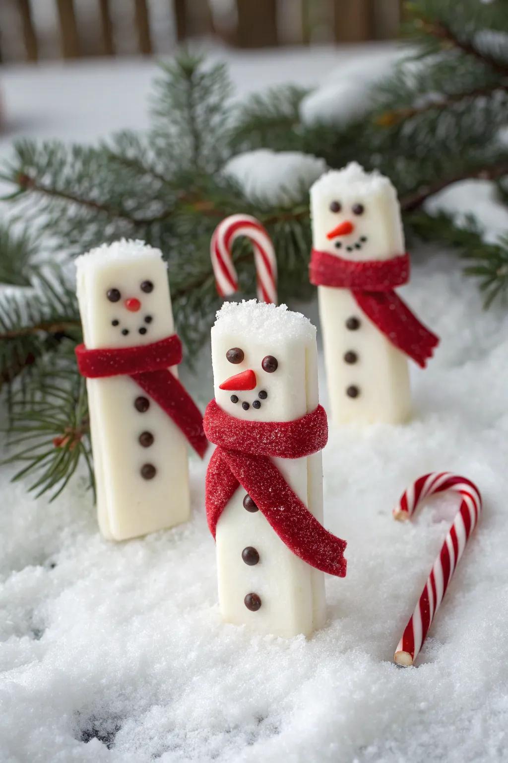 Snow figure sweets conveying grins and sweetness throughout the festive period.