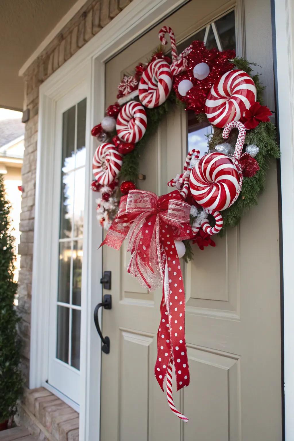 Establish a welcoming entryway with a peppermint stick themed ring.