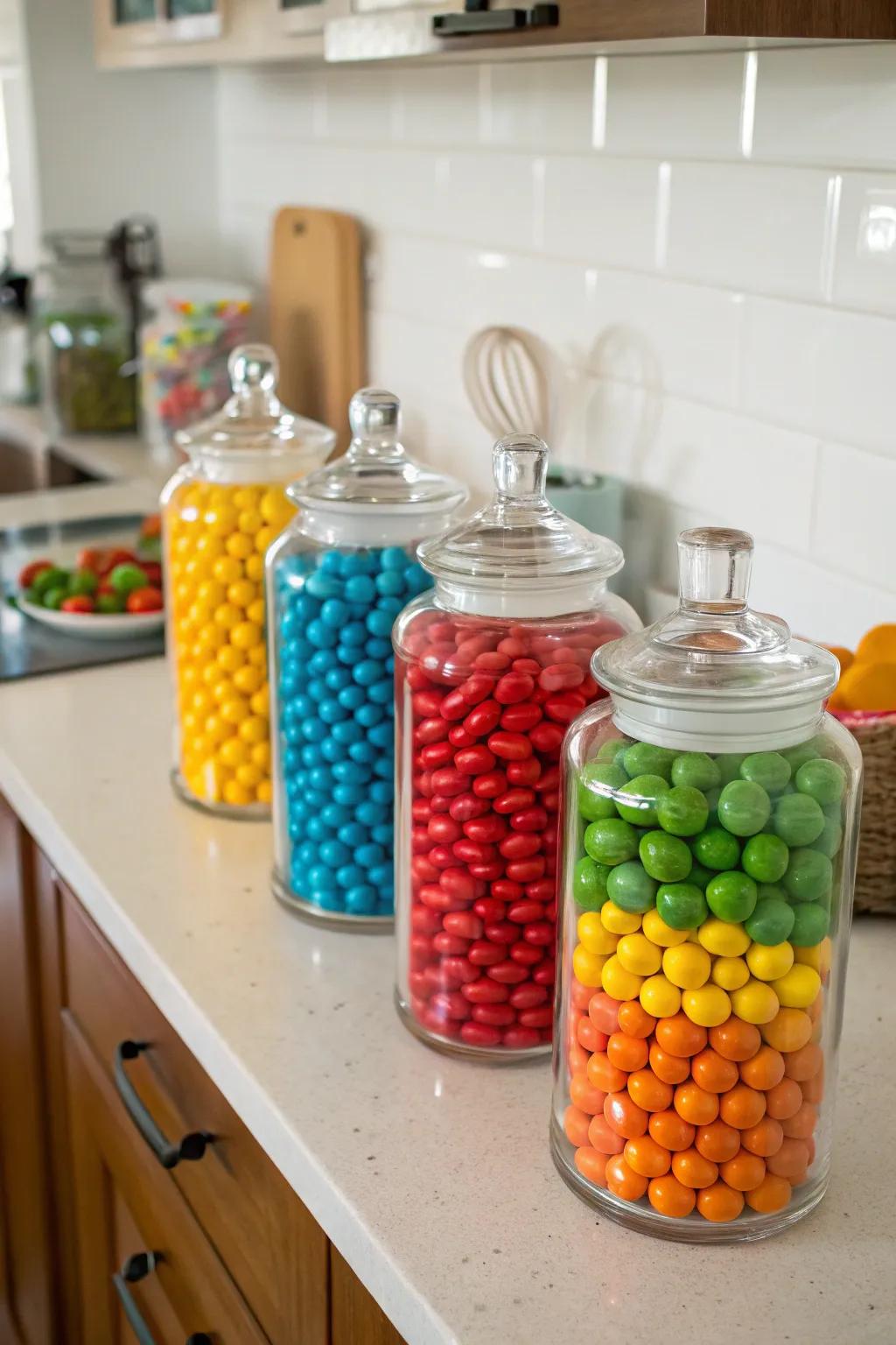 Color-themed sweets adding balance to any exhibit.