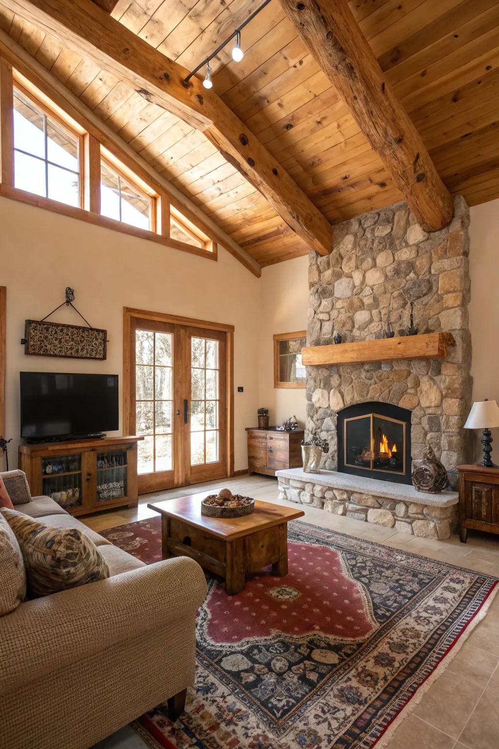 Imbue warmth and personality with visible wooden beams.