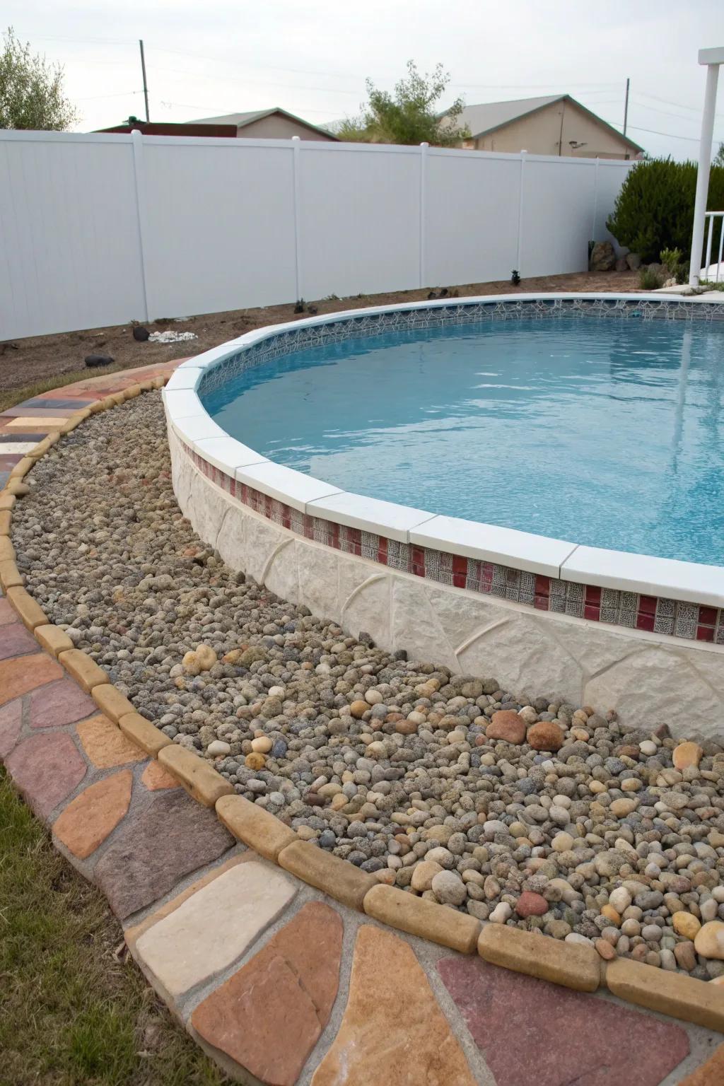 Gravel borders add texture and color around your pool.