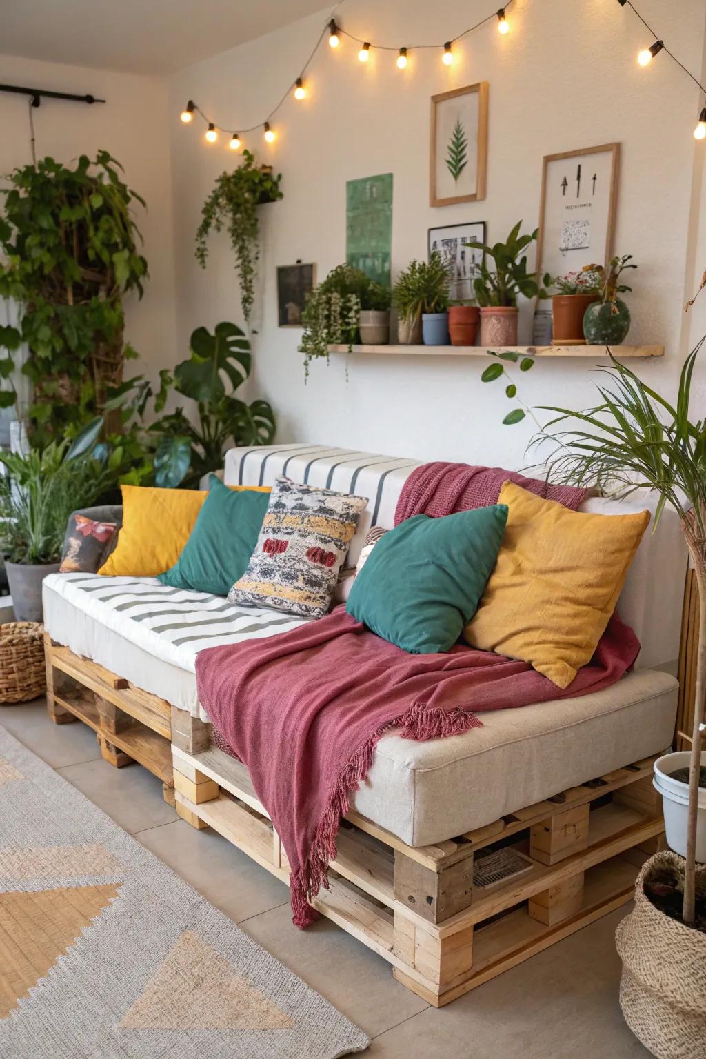 A DIY pallet couch provides countless customization options for your home.