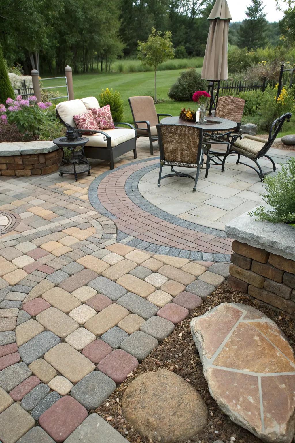 Versatile paver stones creating aesthetic patterns.