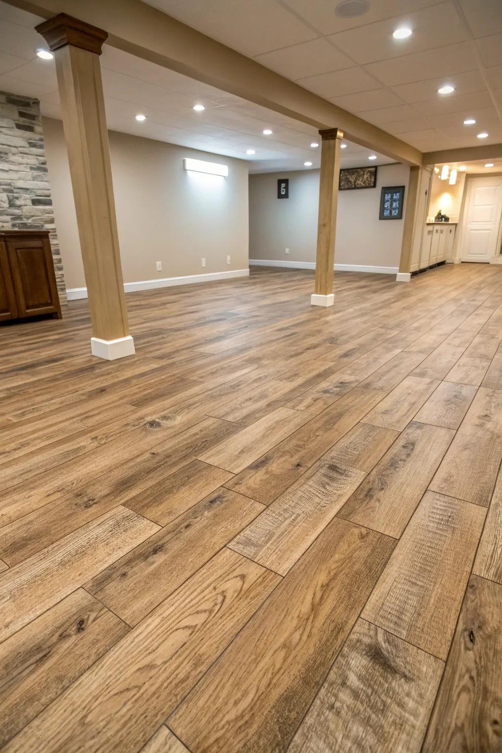Vinyl planks provide the charm of hardwood without the large price.