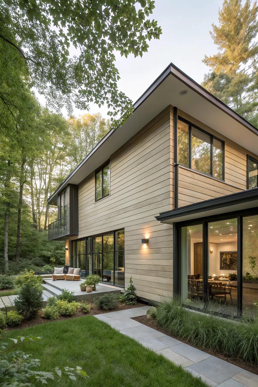 Composite cement siding mimics the beauty of wood at a lower price.