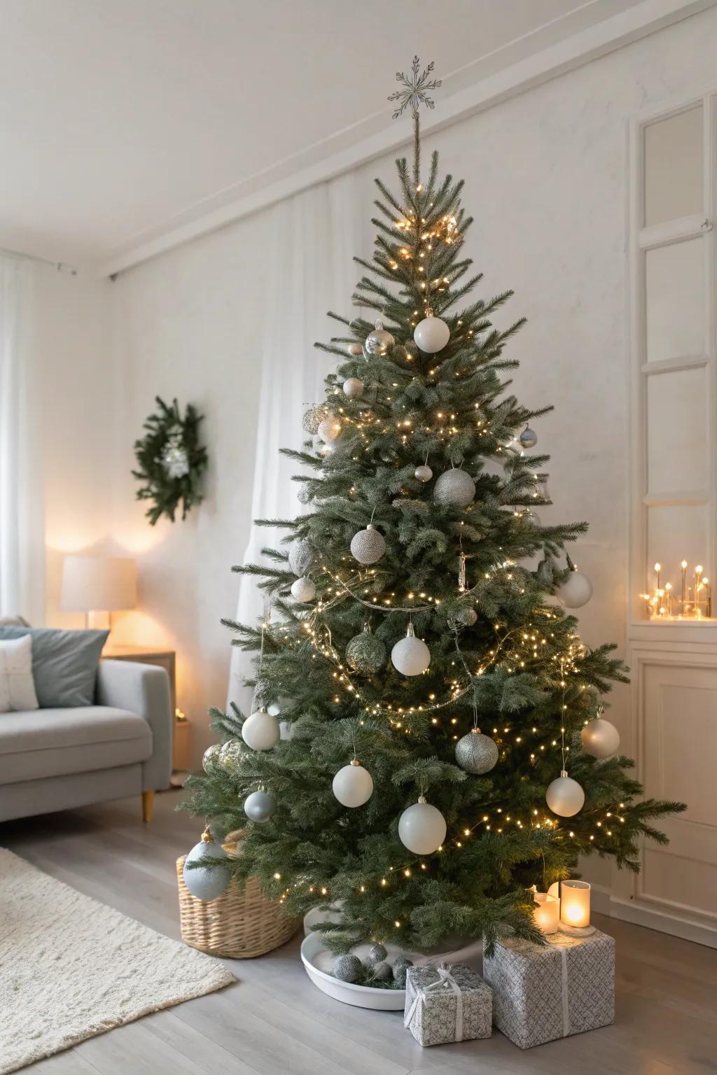A monochrome silver sphere tree for a stylish and modern Christmas aesthetic.