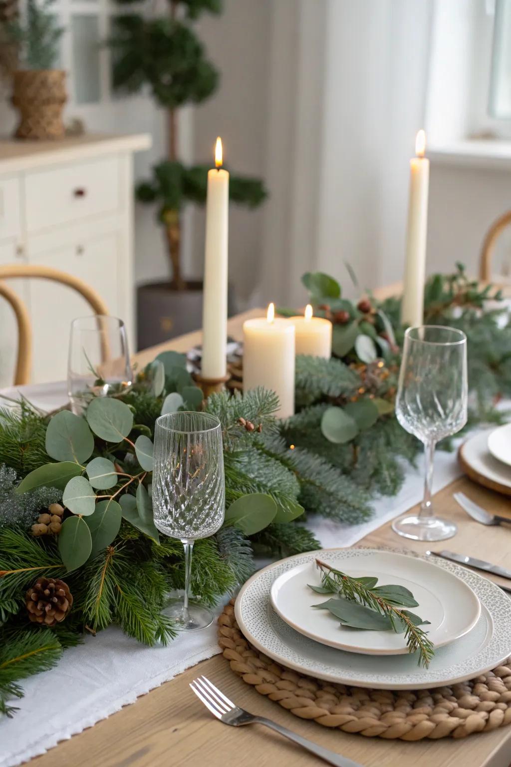 Authentic greenery includes an invigorating and scented touch to holiday tables.