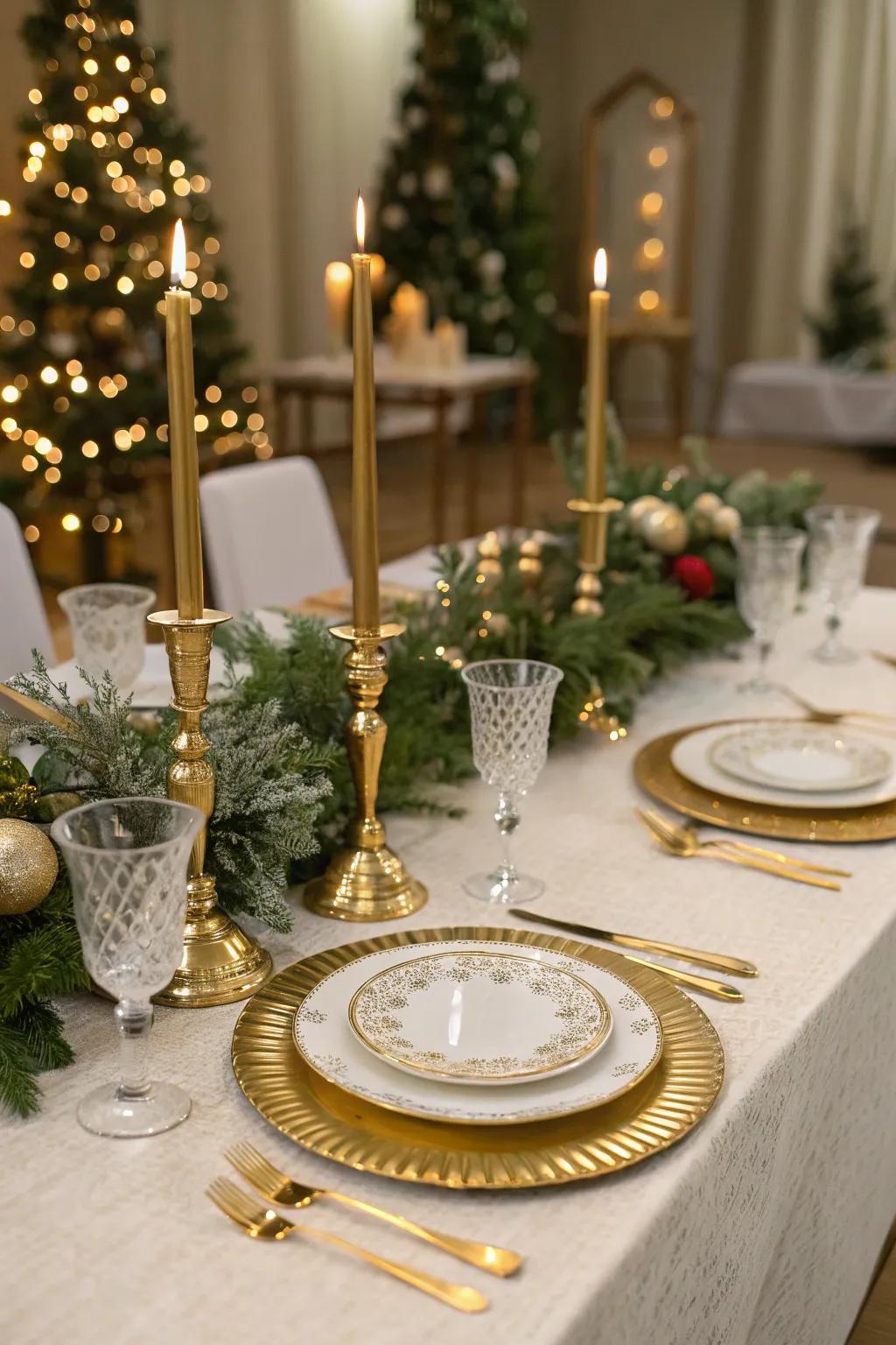 Chic golden accents add a touch of elegance.