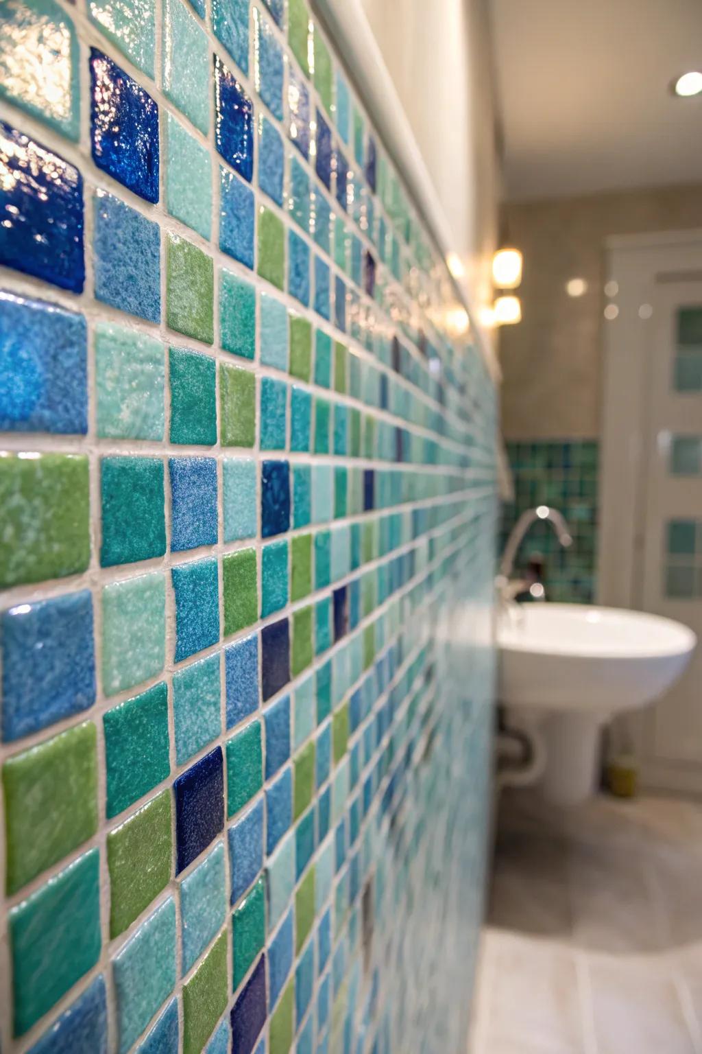 Mosaic tiles bring a touch of the ocean's sparkle into your home.