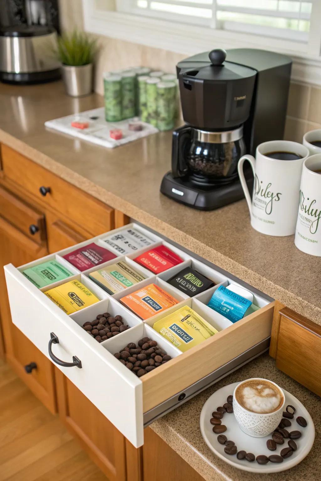 Adding a tea spot provides more options in your coffee drawer.