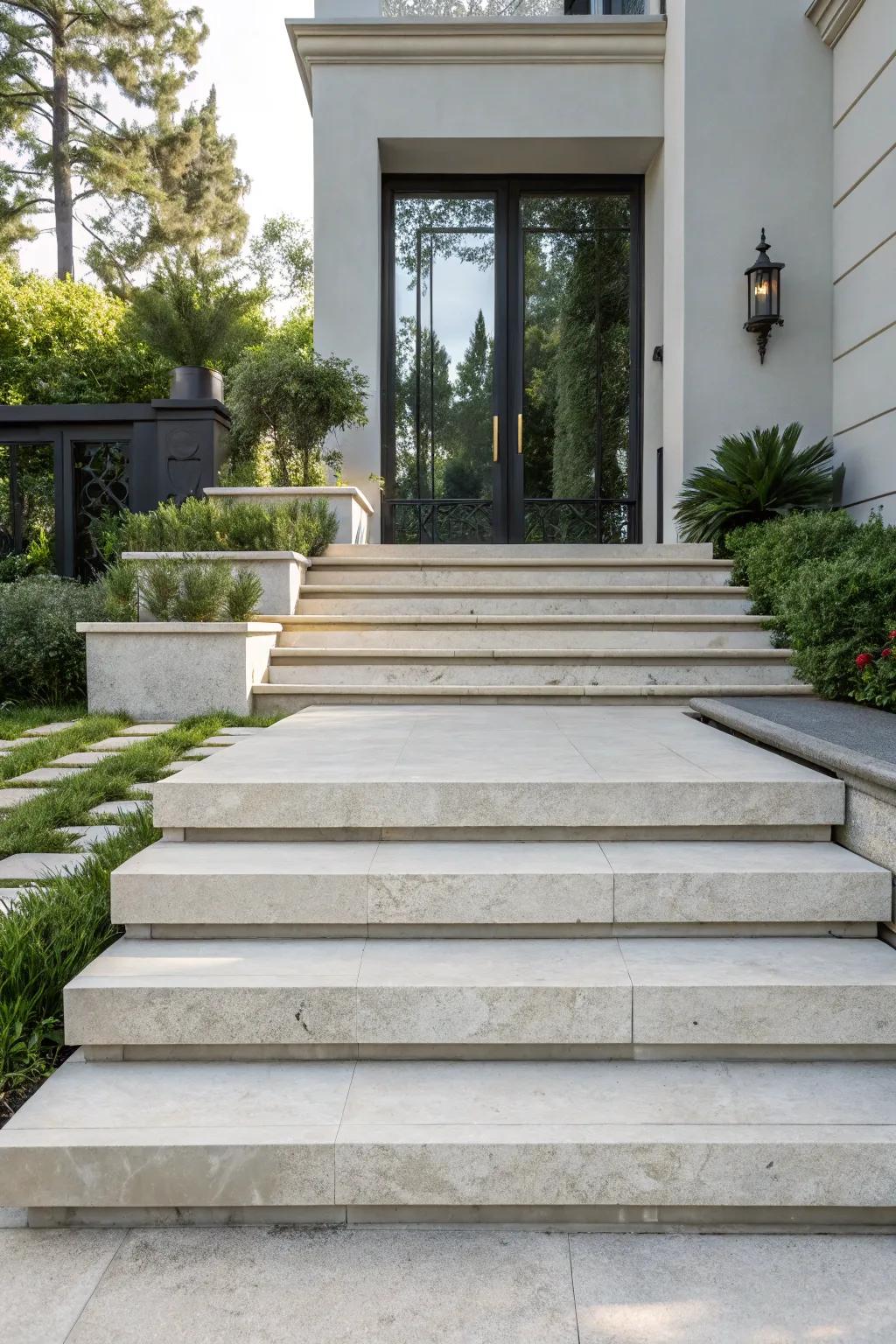 Layered steps add dimension to your space.