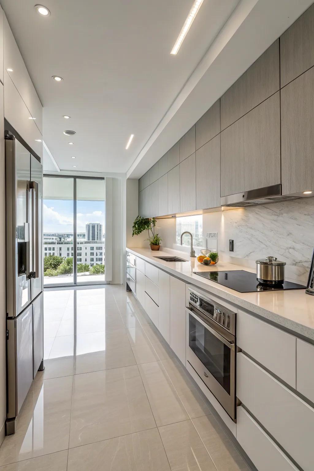 Modern aesthetics infuse your kitchen with a sense of calm and order.