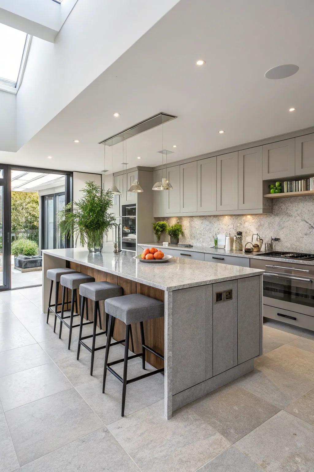 A central island brings both practicality and style to a modern kitchen.