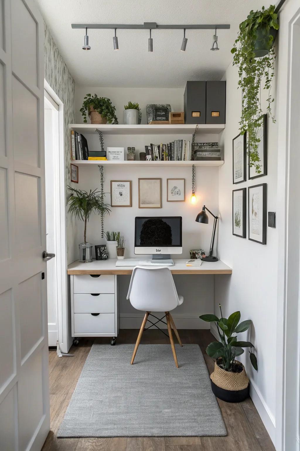 Optimize your space with a stylish suspended workspace.
