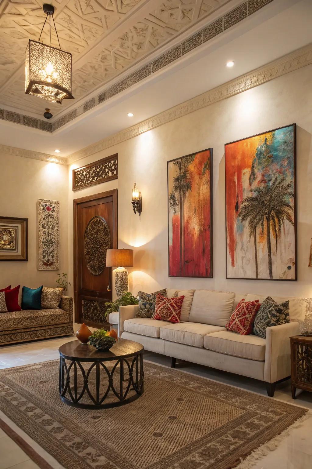 Wall art enriches your living room with character and flair.