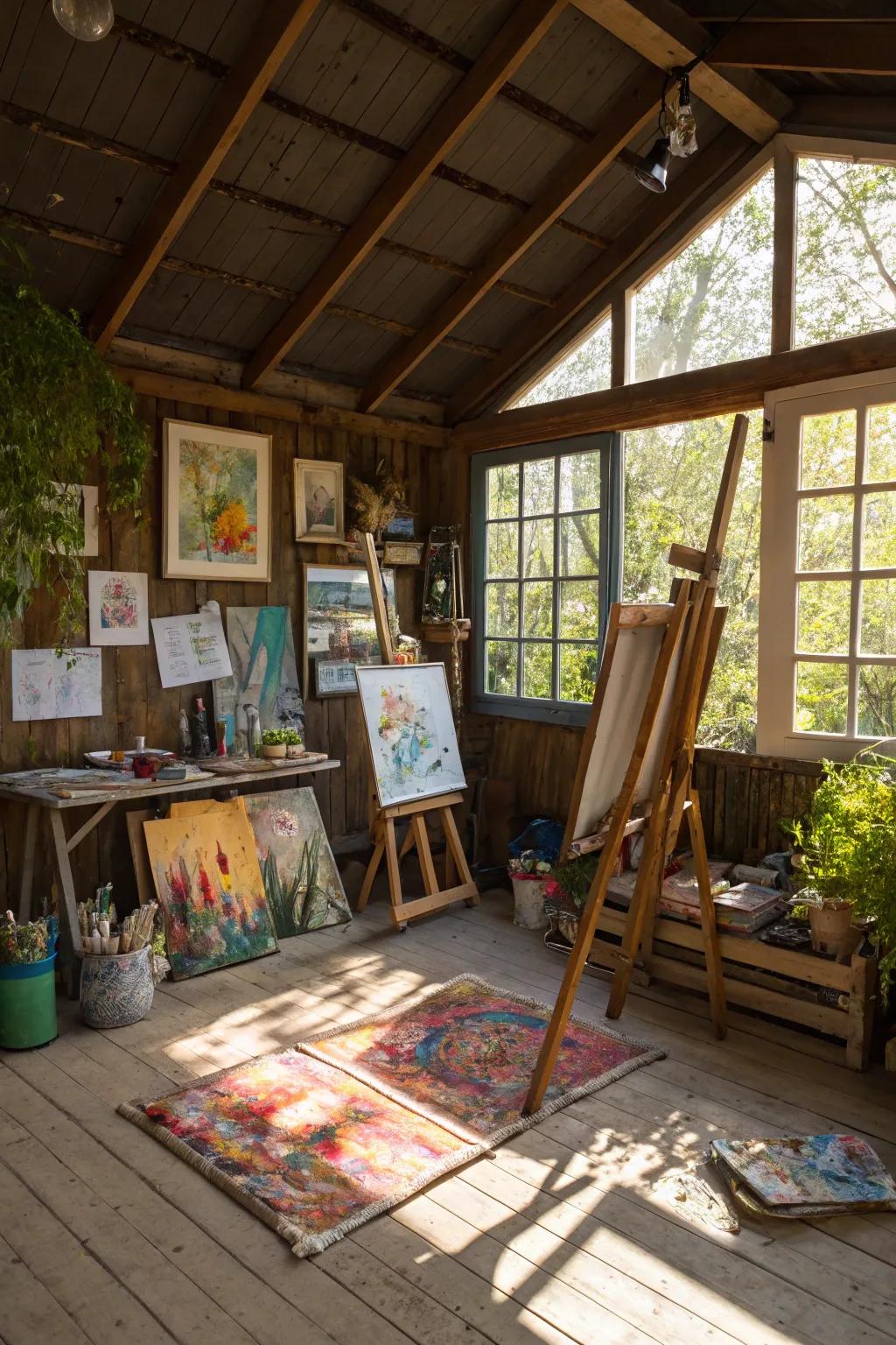 Unleash your artistic flair in a customized shed studio.