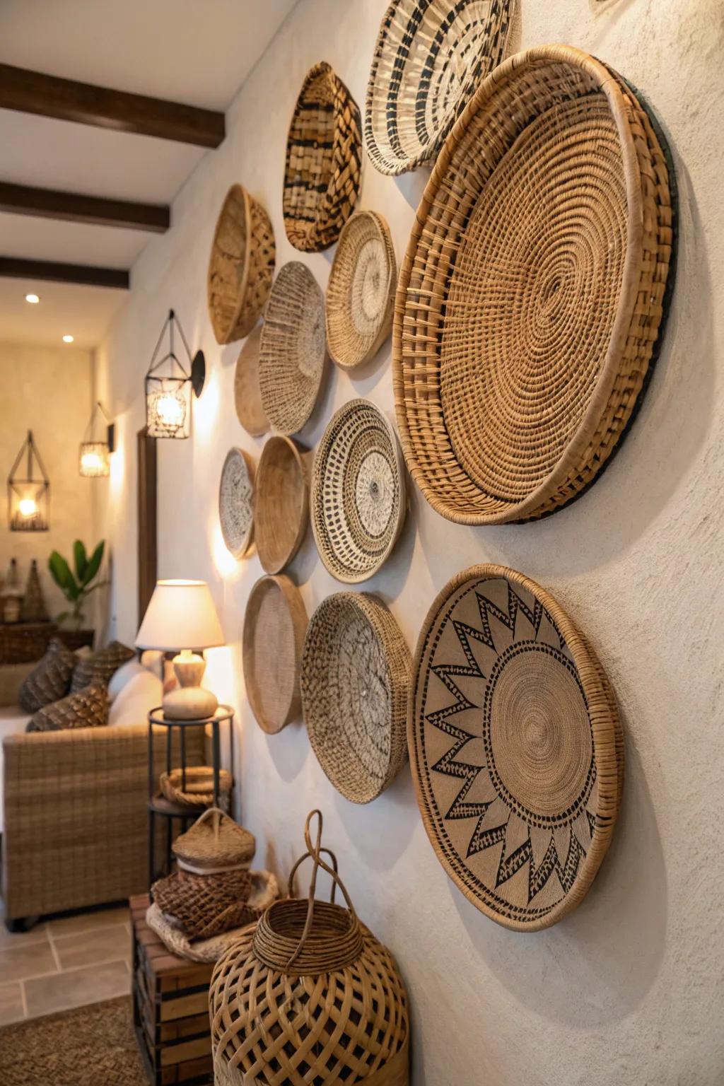 Woven accents add texture and warmth to your walls.