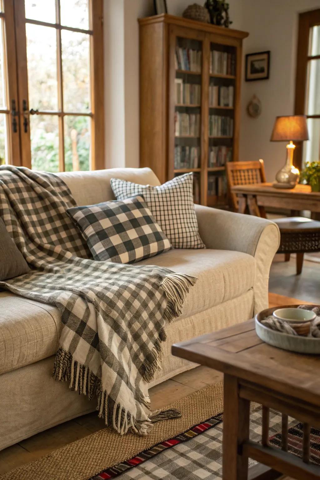 Gingham fabrics deliver coziness and comfort to your abode.