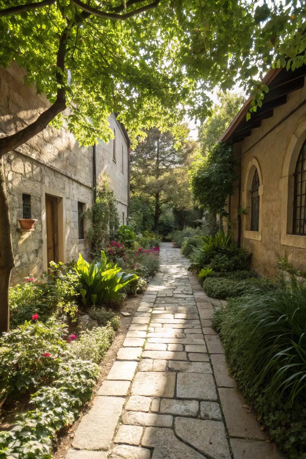 Elegant stone paths directing visitors with panache.
