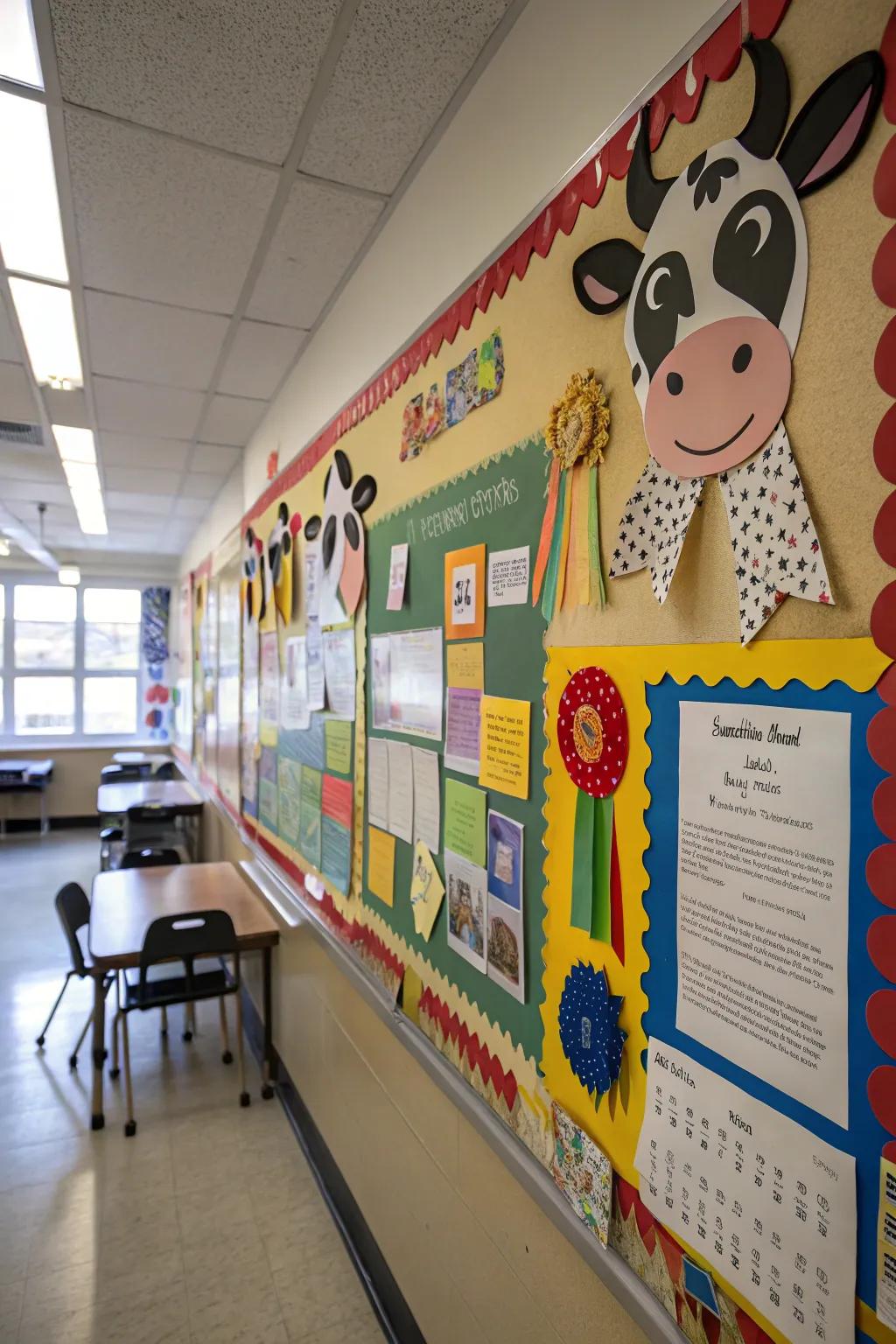 An 'Udderly Amazing Work' board that highlights student success