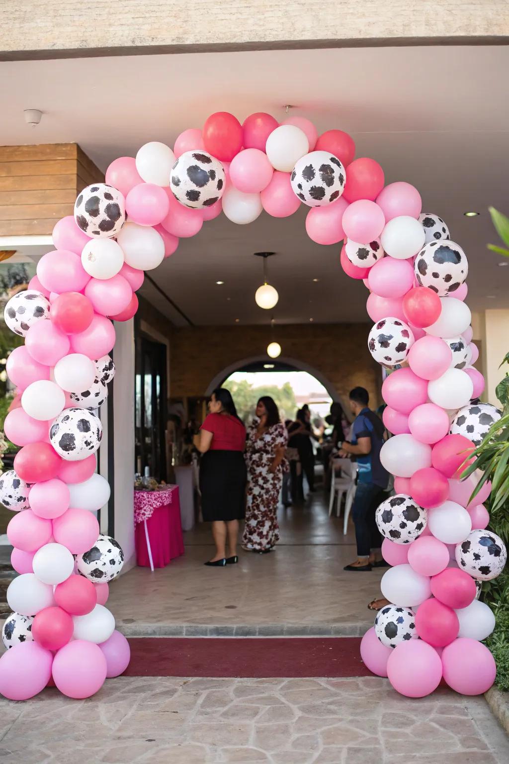 A balloon arch can transform any entrance into a festive focal point.