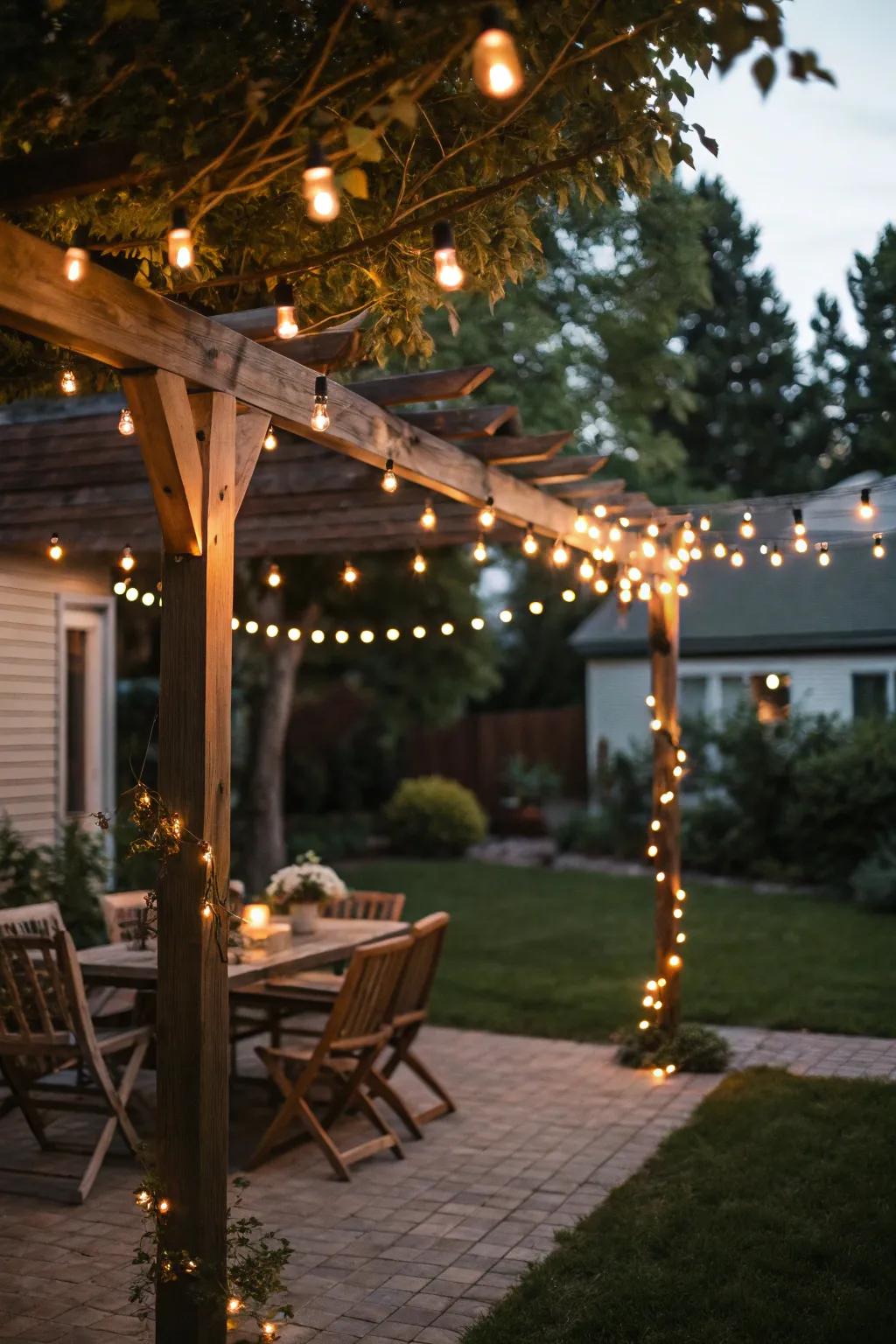 Twinkle lights add warmth and appeal.
