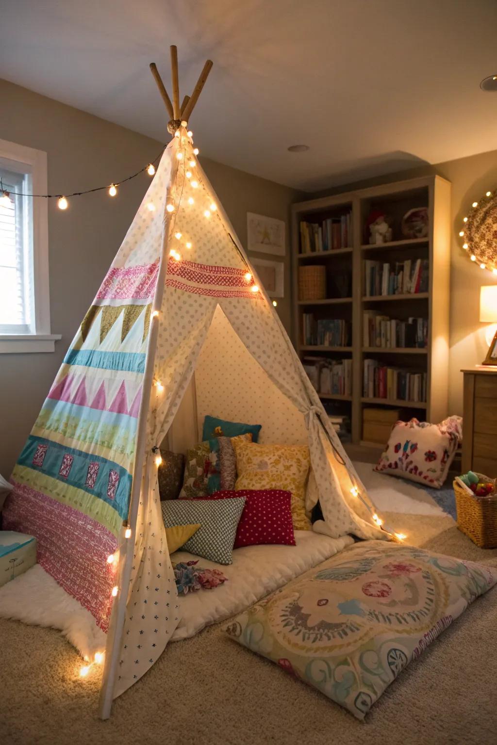 A cone-shaped retreat provides a whimsical getaway.