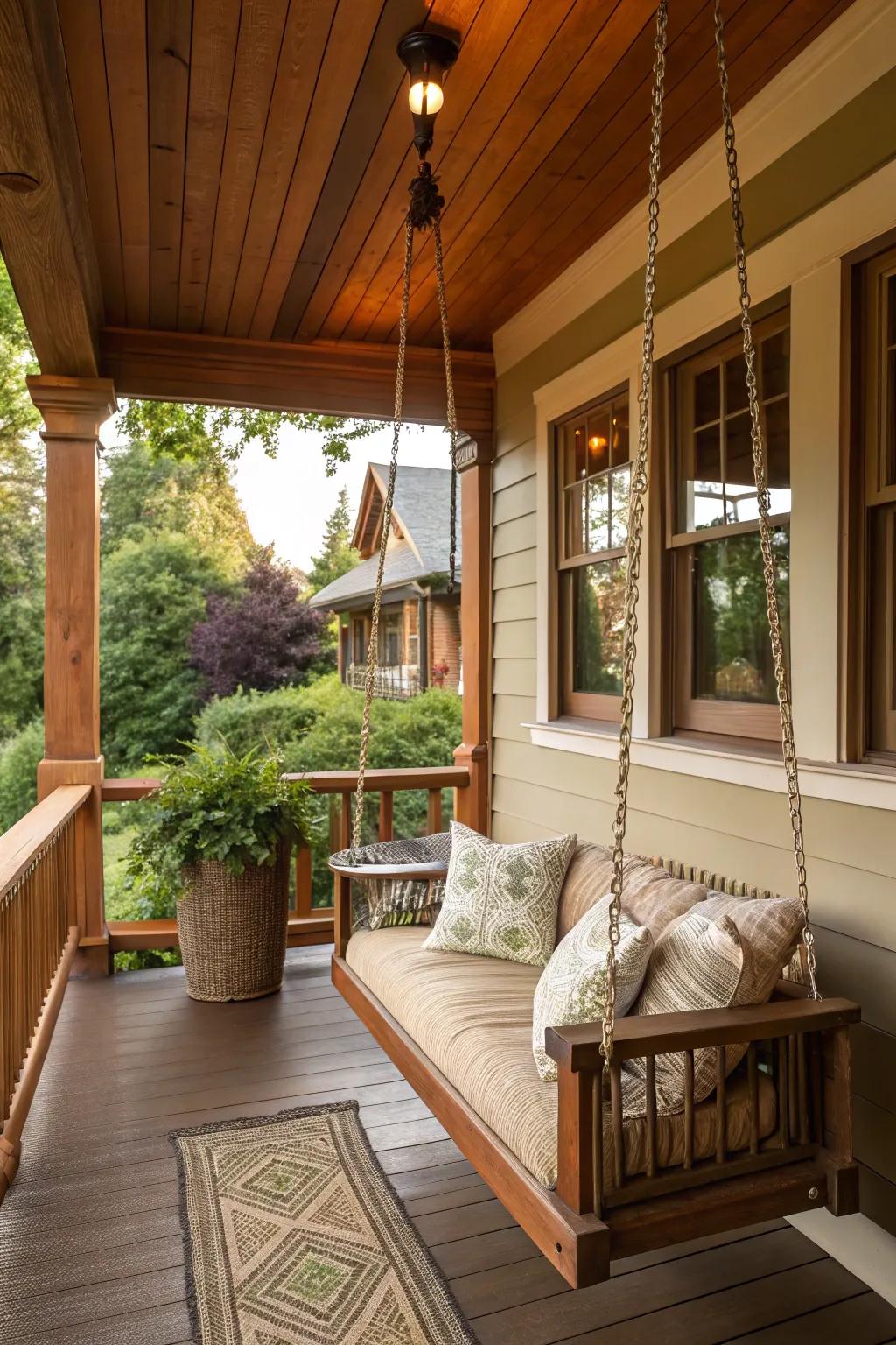 A swinging element for an enjoyable porch experience.