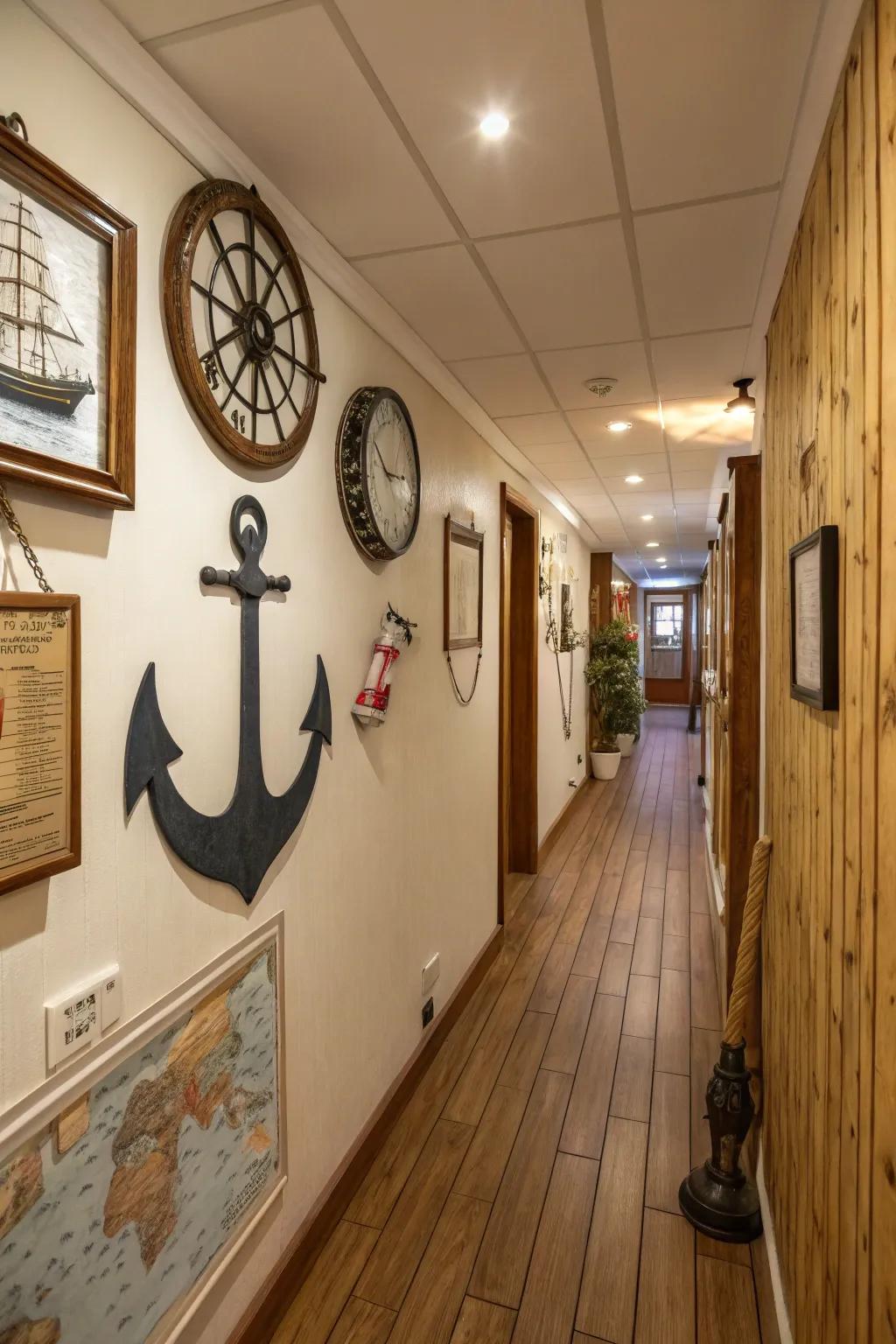 A nautical star clock enhances allure and personality.