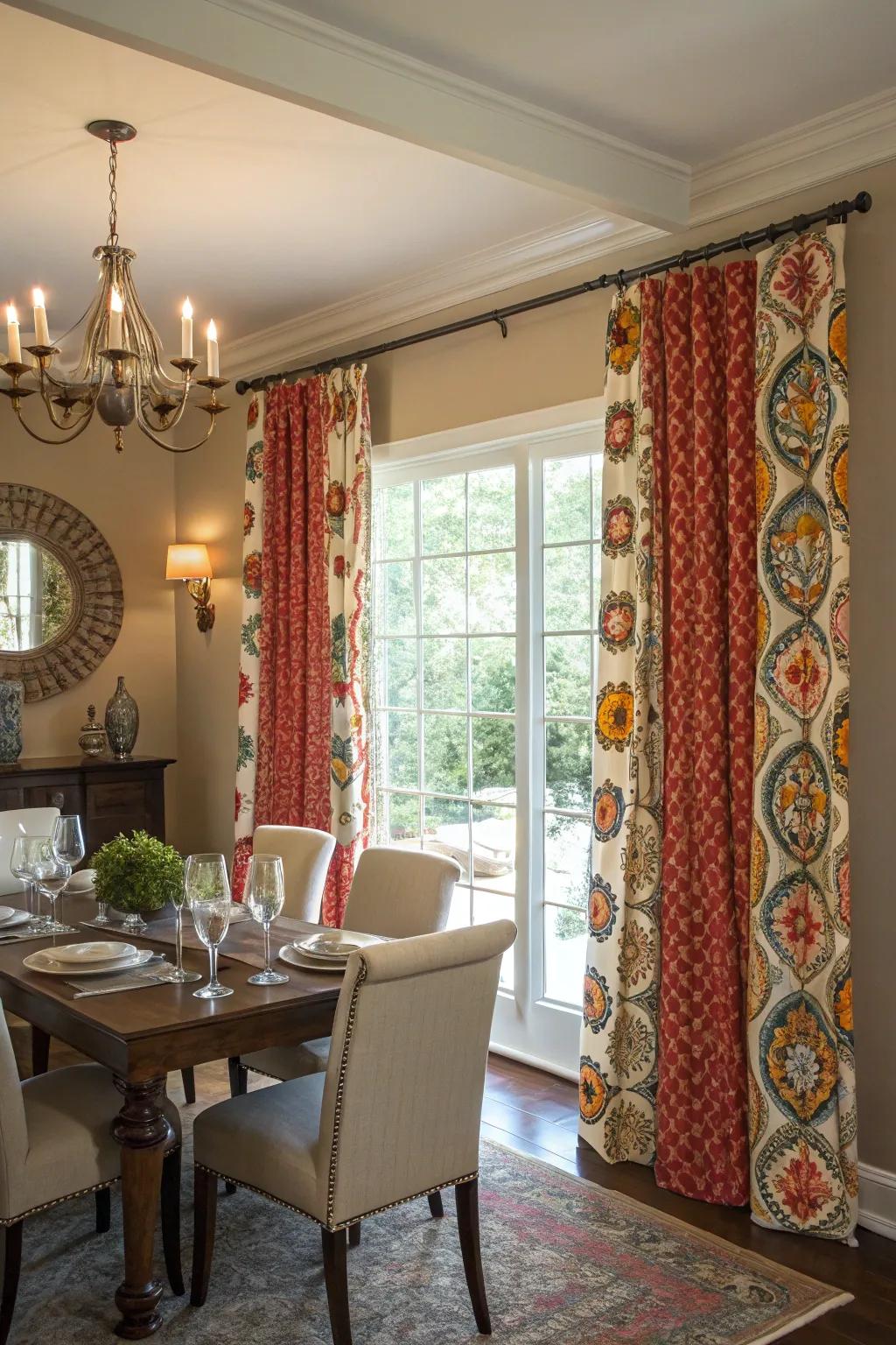 Drapes with bold designs can act as a standout feature in any setting.