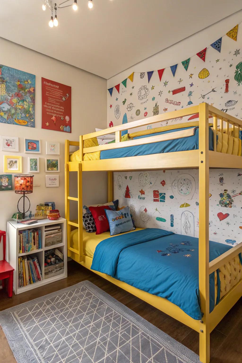 Space-optimized and enjoyable loft-style beds perfect for sibling's shared escapades.