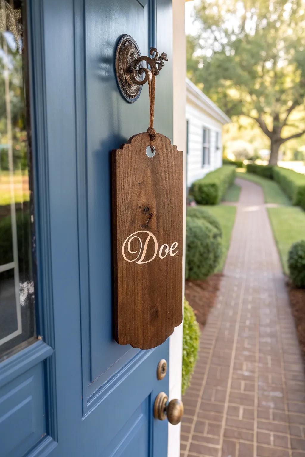 A customized detail with a family name adorning the door.
