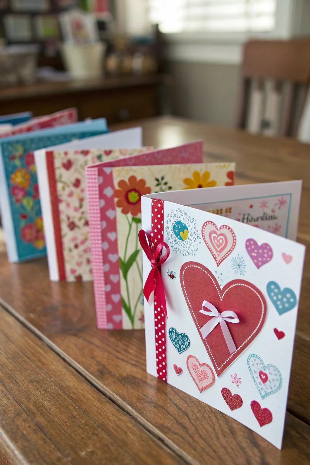 Self-made Valentine's notes with unique, personalized designs.