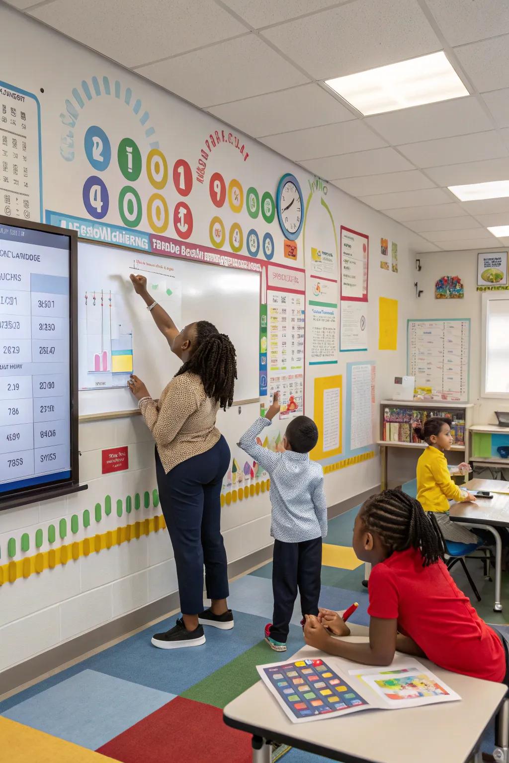 An interactive progress display featuring growth charts equipped with adjustable indicators.