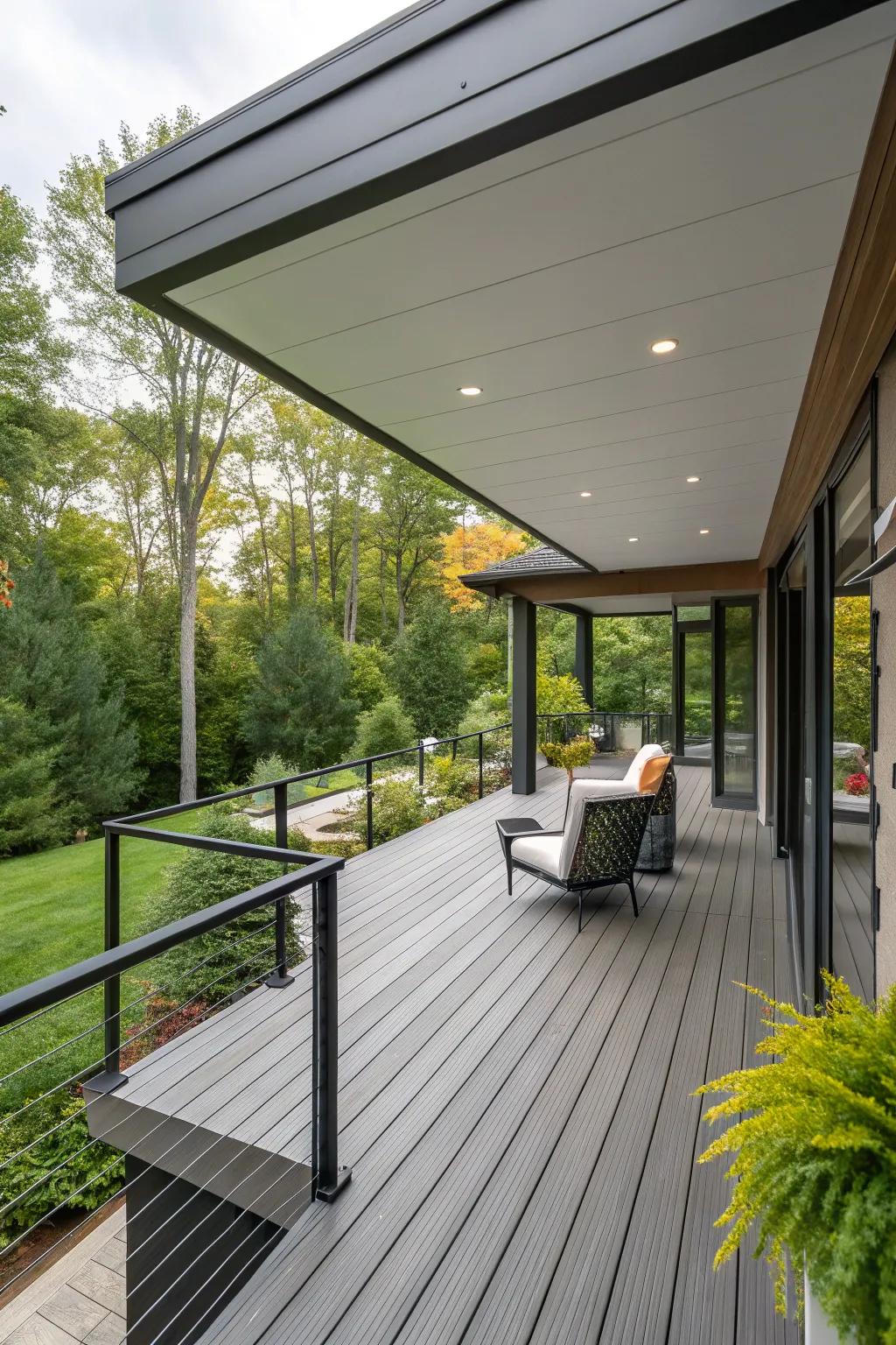 Composite sheathing delivers a refined, effortless-maintenance finish.