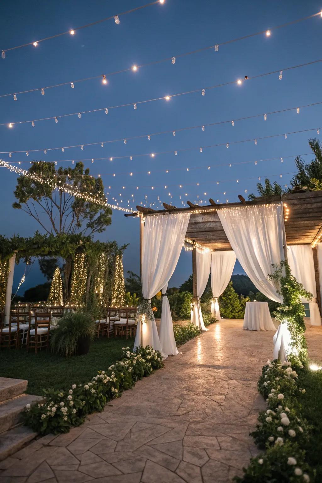 Sparkling lights spreading a magical radiance at an outdoor celebration.