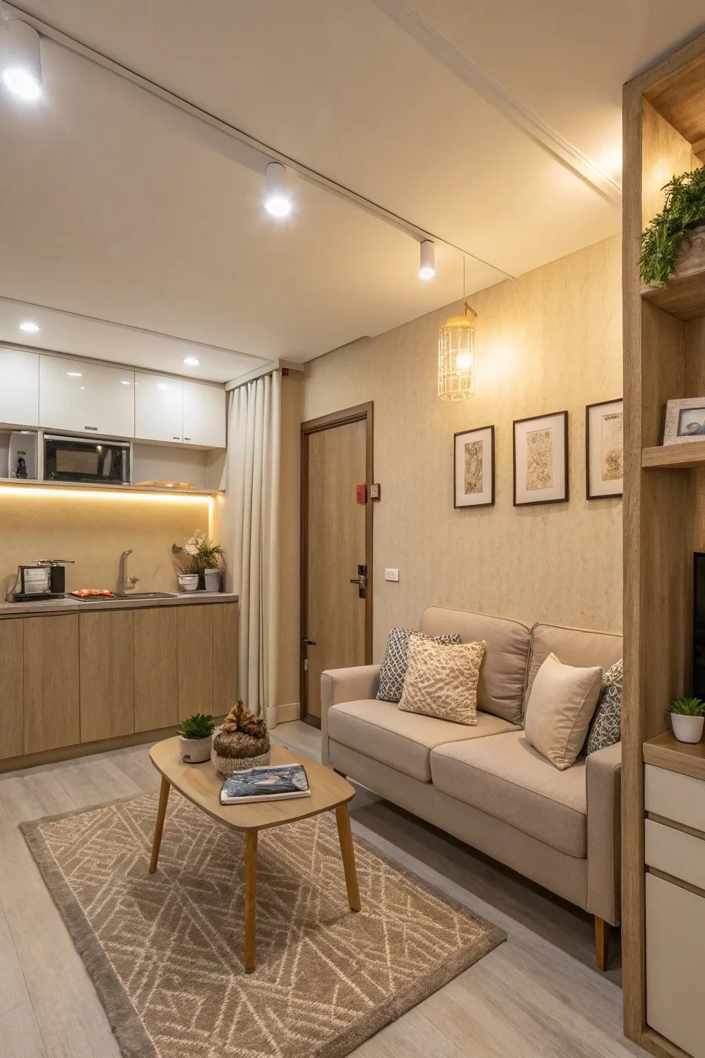 Soft colors offer a sense of calm and space to small areas.