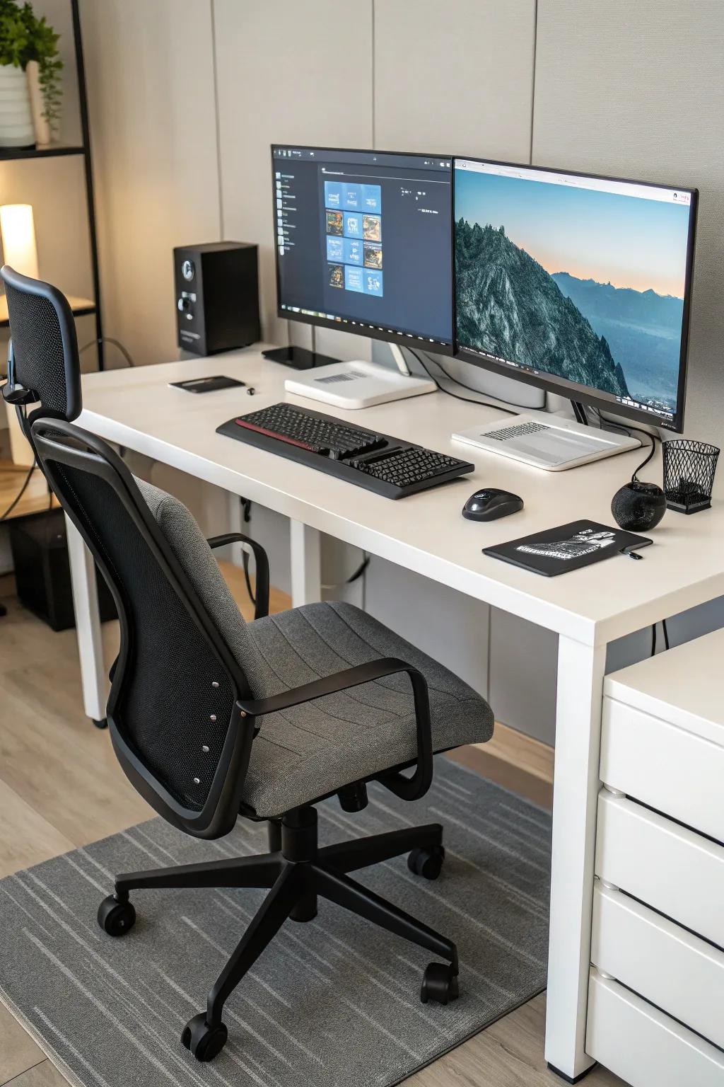 Enhance productivity with a dual monitor setup.