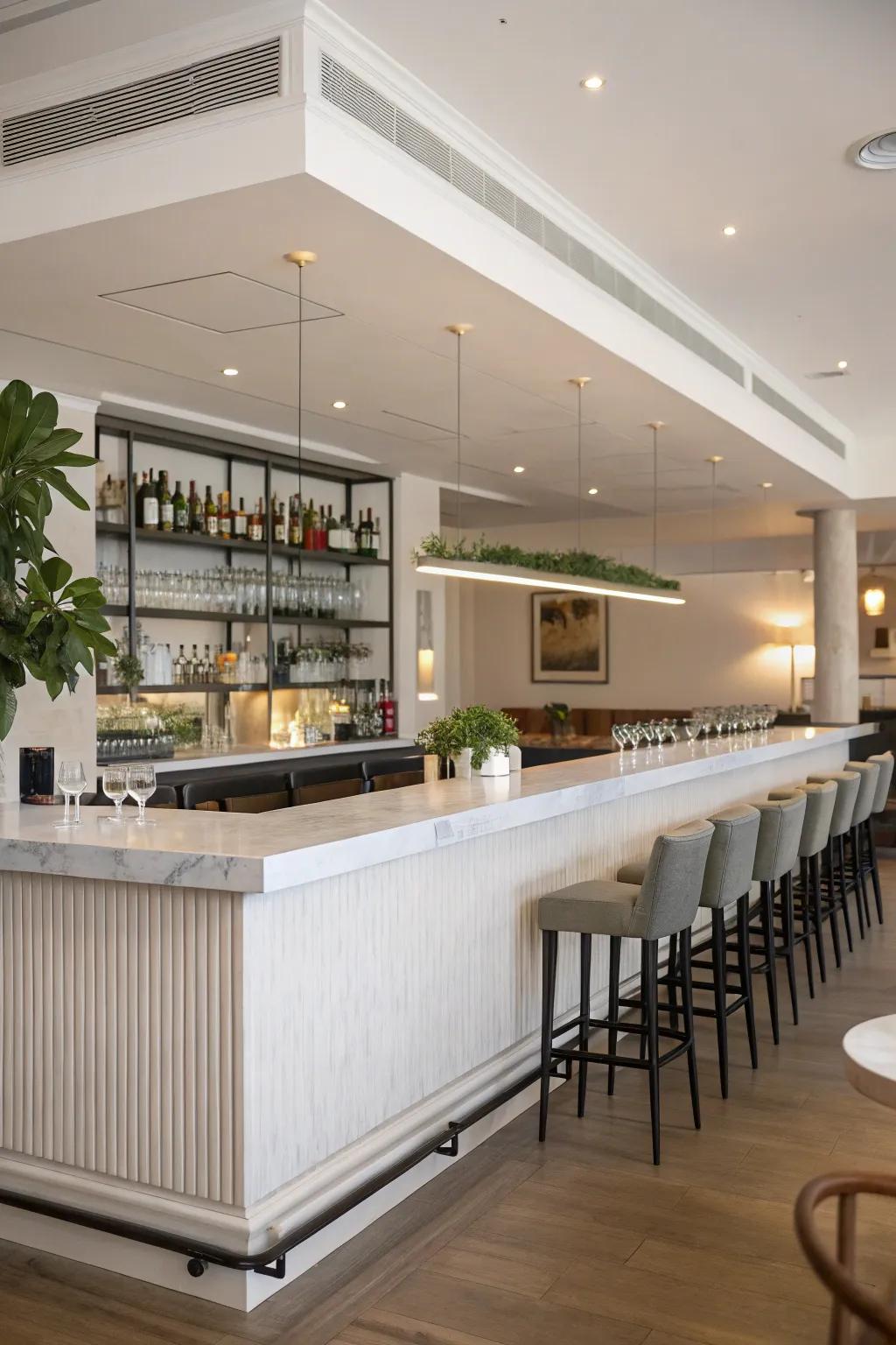 A minimalist bar design is all about sleekness and style.