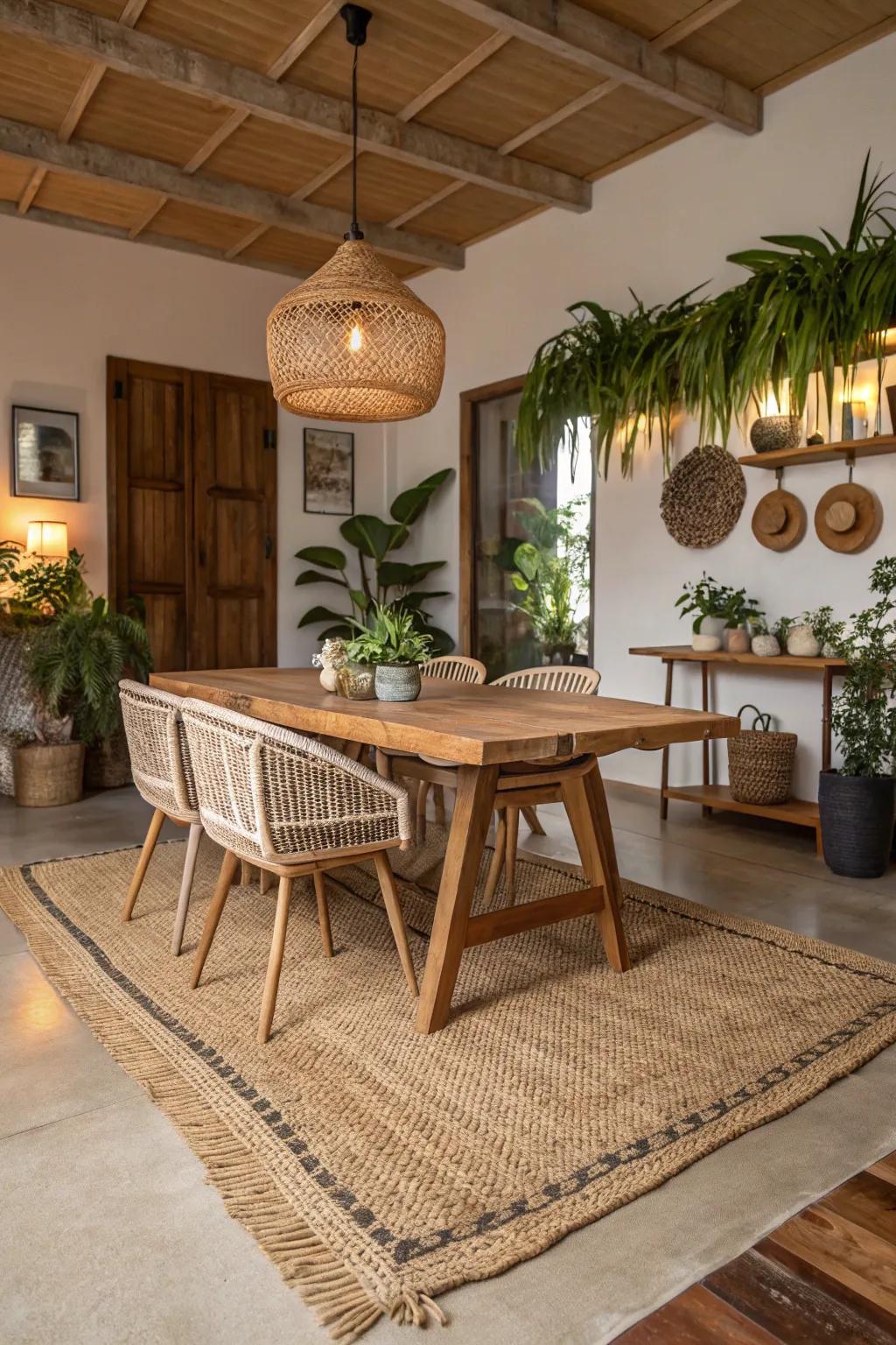 Embrace rustic charm with a natural fiber rug.