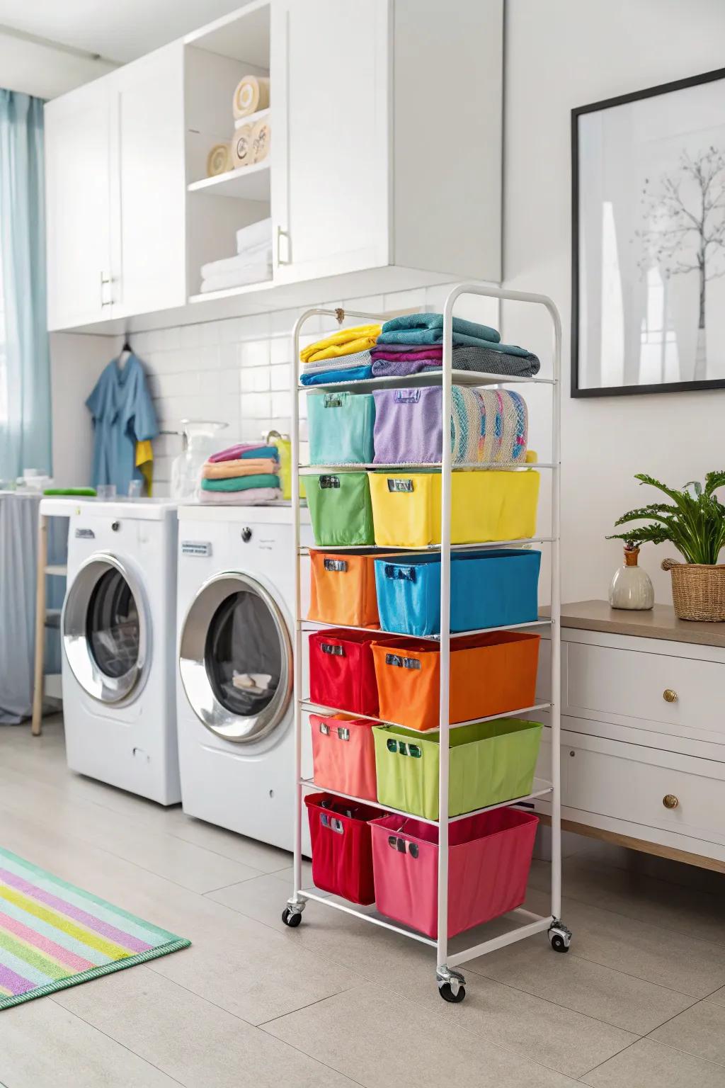 Sort your garments effectively with a chic multi-compartment cart.