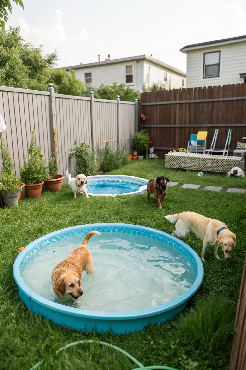 A basic splash area featuring a kiddie pool for those hot summer days.