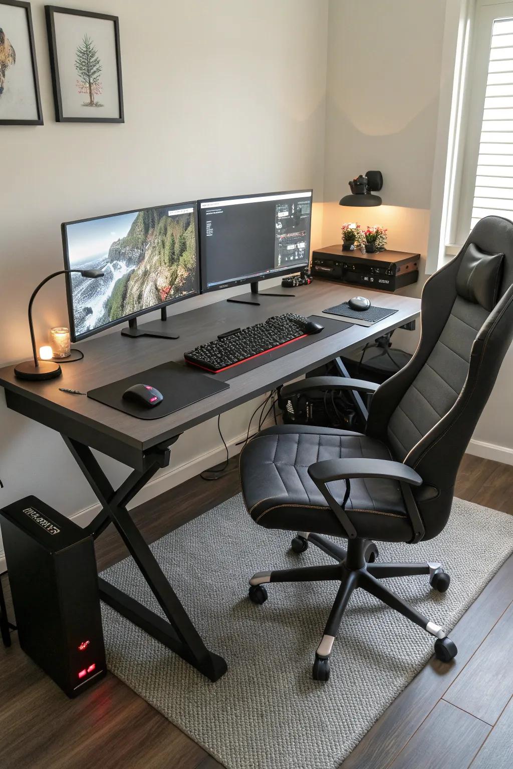 An ergonomic arrangement ensures gaming hours are more pleasurable.